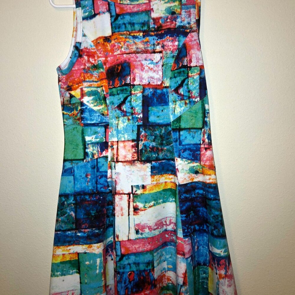 Amazing Colorful Karen Kane Multicolor Slip-On Sleeveless Knit Dress Sz XL